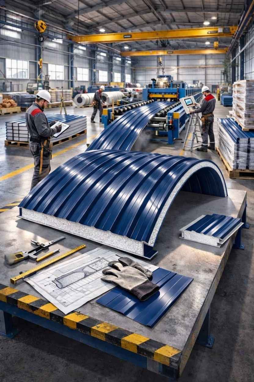 Арочные сэндвич-панели из пенополистирола